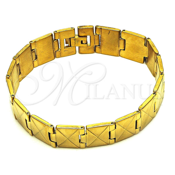 Pulsera Solida 03.114.0305.1.08 Acero Inoxidable, Pulido, Tono Dorado (14 MM Thickness, 8 Inches Length)