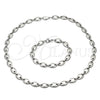 Collar y Pulsera 06.116.0021.22 Acero Inoxidable, Diseño de Puff Mariner, Pulido, Tono Plateado
