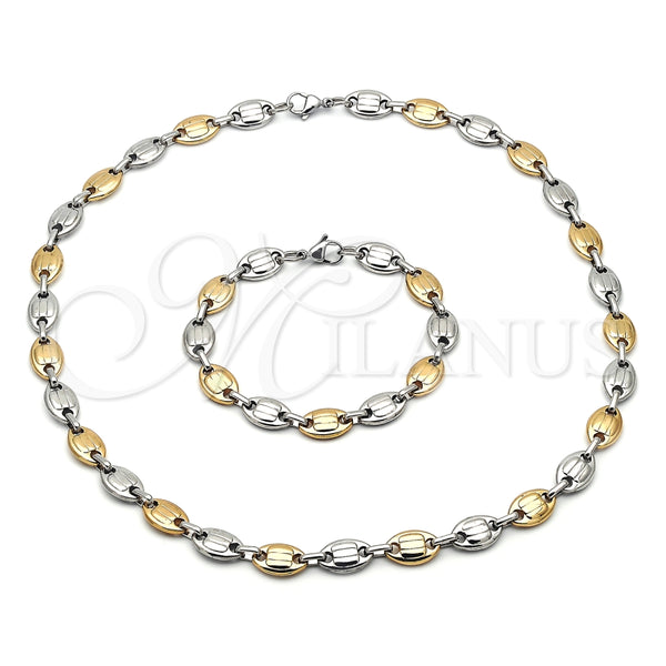 Collar y Pulsera 06.116.0021.1.22 Acero Inoxidable, Diseño de Puff Mariner, Pulido, Dos Tonos