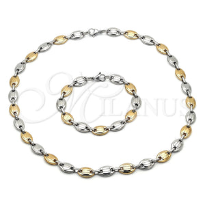 Collar y Pulsera 06.116.0021.1.22 Acero Inoxidable, Diseño de Puff Mariner, Pulido, Dos Tonos