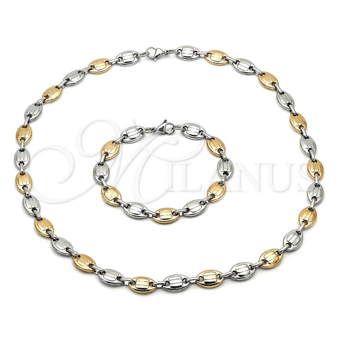 Collar y Pulsera 06.116.0021.1.22 Acero Inoxidable, Diseño de Puff Mariner, Pulido, Dos Tonos