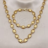 Collar y Pulsera 06.116.0021.2.22 Acero Inoxidable, Diseño de Puff Mariner, Pulido, Tono Dorado