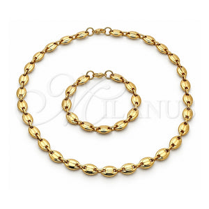 Collar y Pulsera 06.116.0021.2.22 Acero Inoxidable, Diseño de Puff Mariner, Pulido, Tono Dorado