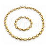 Collar y Pulsera 06.116.0021.2.22 Acero Inoxidable, Diseño de Puff Mariner, Pulido, Tono Dorado