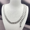Collar y Pulsera 06.116.0027 Acero Inoxidable, Diseño de Cubana Pave, Diamantado, Tono Plateado