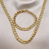 Collar y Pulsera 06.116.0027.1 Acero Inoxidable, Diseño de Cubana Pave, Diamantado, Tono Dorado