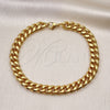 Pulsera Básica 03.116.0035.09 Acero Inoxidable, Diseño de Miami Cubana, Pulido, Tono Dorado (08 MM Thickness, 9 Inches Length)