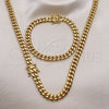 Collar y Pulsera 06.116.0037.1 Acero Inoxidable, Diseño de Miami Cubana, Pulido, Tono Dorado