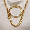 Collar y Pulsera 06.116.0038.1 Acero Inoxidable, Diseño de Miami Cubana, Pulido, Tono Dorado