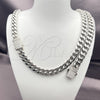 Collar y Pulsera 06.116.0045.22 Acero Inoxidable, Diseño de Miami Cubana, con Cristal Blanca, Pulido, Tono Plateado