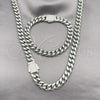 Collar y Pulsera 06.116.0045.22 Acero Inoxidable, Diseño de Miami Cubana, con Cristal Blanca, Pulido, Tono Plateado