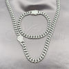 Collar y Pulsera 06.116.0047.1 Acero Inoxidable, Diseño de Miami Cubana, con Blanca Cristal, Pulido, Tono Plateado