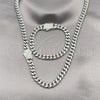Collar y Pulsera 06.116.0048.1 Acero Inoxidable, Diseño de Miami Cubana, con Blanca Cristal, Pulido, Tono Plateado