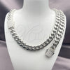 Collar y Pulsera 06.116.0046.22 Acero Inoxidable, Diseño de Miami Cubana, con Cristal Blanca, Pulido, Tono Plateado