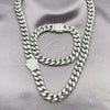 Collar y Pulsera 06.116.0046.22 Acero Inoxidable, Diseño de Miami Cubana, con Cristal Blanca, Pulido, Tono Plateado
