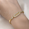 Pulsera Elegante 03.283.0326.07 Oro Laminado, Diseño de Llave Griega, con Micro Pave Blanca, Pulido, Tono Dorado (Grosor 04 MM, 7 Pulgadas de Largo)