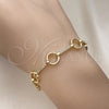 Pulsera Elegante 03.213.0231.08 Oro Laminado, con Micro Pave Blanca, Pulido, Tono Dorado (Grosor 10 MM, 8 Pulgadas de Largo)