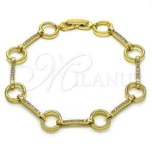 Pulsera Elegante 03.213.0231.08 Oro Laminado, con Micro Pave Blanca, Pulido, Tono Dorado (Grosor 10 MM, 8 Pulgadas de Largo)