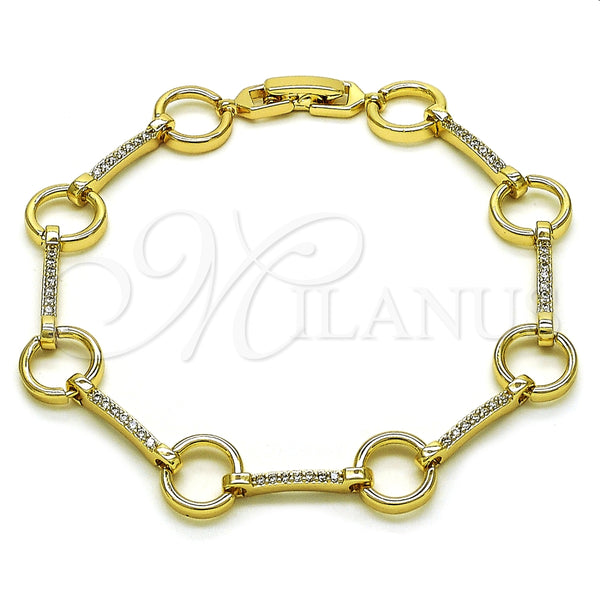 Pulsera Elegante 03.213.0231.08 Oro Laminado, con Micro Pave Blanca, Pulido, Tono Dorado (Grosor 10 MM, 8 Pulgadas de Largo)