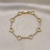Pulsera Elegante 03.213.0232.07 Oro Laminado, Diseño de Corazón, con Micro Pave Blanca, Pulido, Tono Dorado (Grosor 09 MM, 7 Pulgadas de Largo)