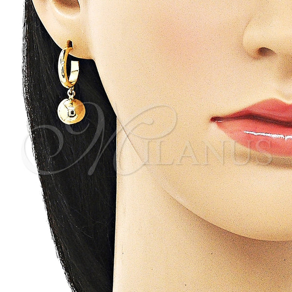 Arete Colgante 02.195.0211 Oro Laminado, Diseño de Bola, Pulido, Tono Dorado