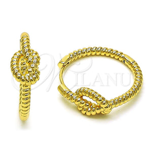 Argolla Huggie 02.195.0218.25 Oro Laminado, Diseño de Nudo y Torcido, Diamantado, Tono Dorado