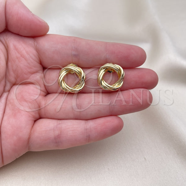 Arete Dormilona 02.163.0217 Oro Laminado, Diseño de Nudo, Pulido, Tono Dorado