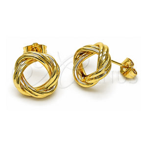 Arete Dormilona 02.163.0217 Oro Laminado, Diseño de Nudo, Pulido, Tono Dorado