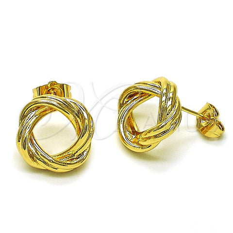 Arete Dormilona 02.163.0217 Oro Laminado, Diseño de Nudo, Pulido, Tono Dorado