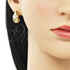 Arete Dormilona 02.163.0220 Oro Laminado, Diseño de Luna y Corazón, con Blanca Zirconia Cubica, Pulido, Tono Dorado