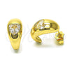 Arete Dormilona 02.163.0220 Oro Laminado, Diseño de Luna y Corazón, con Blanca Zirconia Cubica, Pulido, Tono Dorado