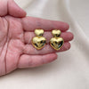Arete Colgante 02.368.0079 Oro Laminado, Diseño de Corazón, Pulido, Tono Dorado