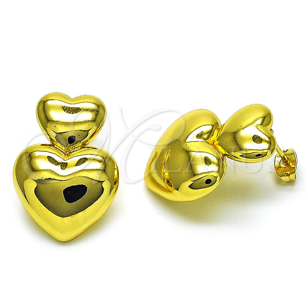 Arete Colgante 02.368.0079 Oro Laminado, Diseño de Corazón, Pulido, Tono Dorado