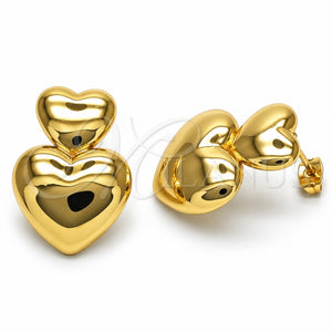 Arete Colgante 02.368.0079 Oro Laminado, Diseño de Corazón, Pulido, Tono Dorado