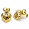 Arete Colgante 02.368.0079 Oro Laminado, Diseño de Corazón, Pulido, Tono Dorado