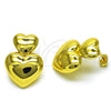 Arete Colgante 02.368.0079 Oro Laminado, Diseño de Corazón, Pulido, Tono Dorado