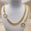 Collar y Pulsera 06.319.0008 Oro Laminado, Diseño de Miami Cubana, Pulido, Tono Dorado