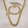Collar y Pulsera 06.319.0008 Oro Laminado, Diseño de Miami Cubana, Pulido, Tono Dorado