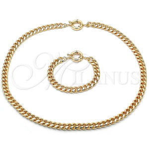 Collar y Pulsera 06.319.0008 Oro Laminado, Diseño de Miami Cubana, Pulido, Tono Dorado