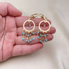 Arete Largo 02.414.0005 Oro Laminado, con Turquoise and Blanca Cristal, Pulido, Tono Dorado