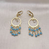 Arete Largo 02.414.0005 Oro Laminado, con Turquoise and Blanca Cristal, Pulido, Tono Dorado