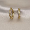 Argolla Huggie 02.213.0572.30 Oro Laminado, con Blanca Micro Pave, Pulido, Tono Dorado