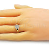 Anillo Multi Piedra 01.196.0011 Oro Laminado, con Blanca Micro Pave, Pulido, Tono Dorado (One size fits all)