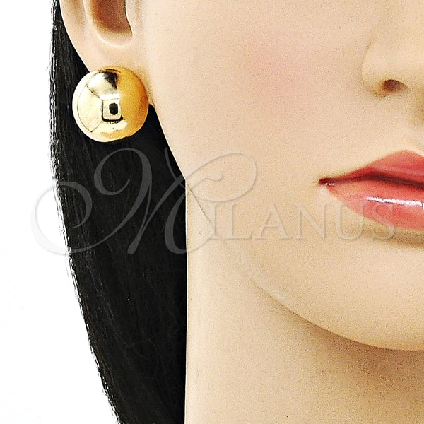 Arete Gancho Frances 02.163.0221 Oro Laminado, Diseño de Bola y Hueco, Pulido, Tono Dorado