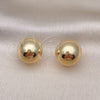 Arete Gancho Frances 02.163.0221 Oro Laminado, Diseño de Bola y Hueco, Pulido, Tono Dorado