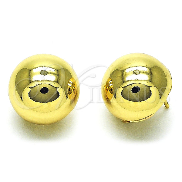 Arete Gancho Frances 02.163.0221 Oro Laminado, Diseño de Bola y Hueco, Pulido, Tono Dorado