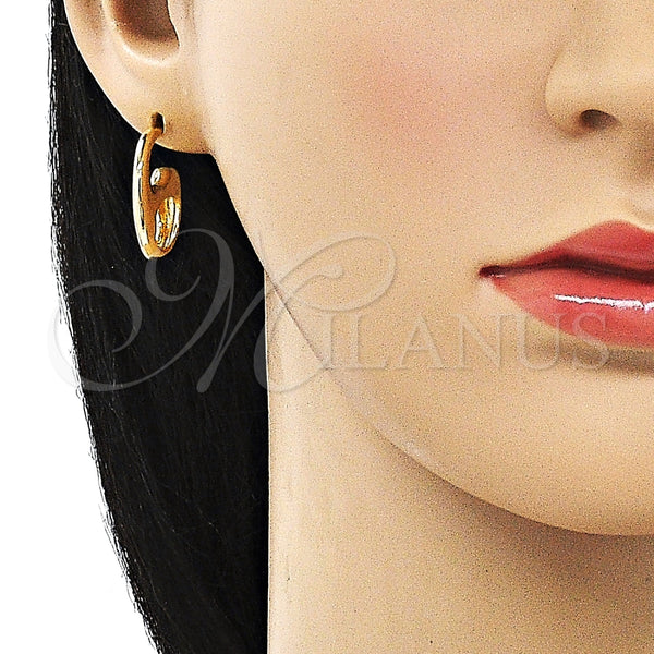 Arete Dormilona 02.163.0224 Oro Laminado, Diseño de Puff Mariner, Pulido, Tono Dorado