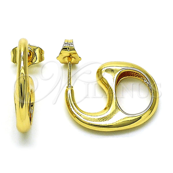 Arete Dormilona 02.163.0224 Oro Laminado, Diseño de Puff Mariner, Pulido, Tono Dorado