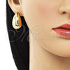 Arete Dormilona 02.122.0122 Oro Laminado, Diseño de Gota, Pulido, Tono Dorado