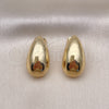 Arete Dormilona 02.122.0122 Oro Laminado, Diseño de Gota, Pulido, Tono Dorado